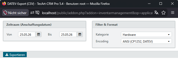 DATEV Export-Dialog