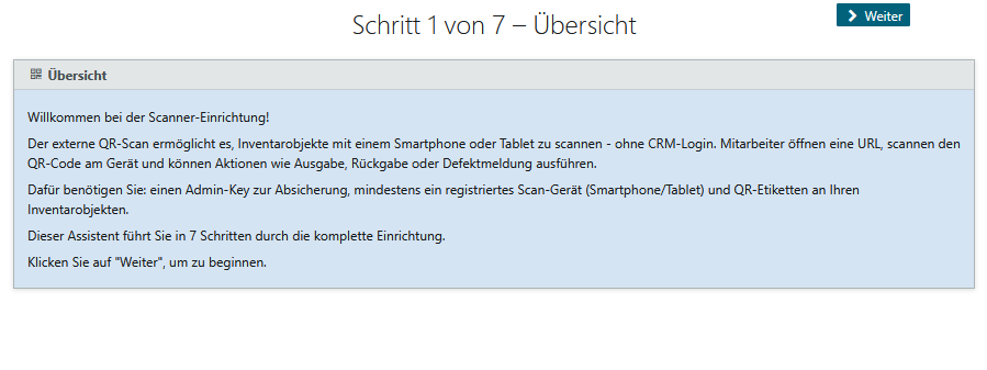 Scanner-Wizard: Admin-Key generieren